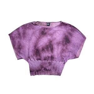 Vixen Purple Tie Dye Dolman Sleeve Smocked Waist Blouse